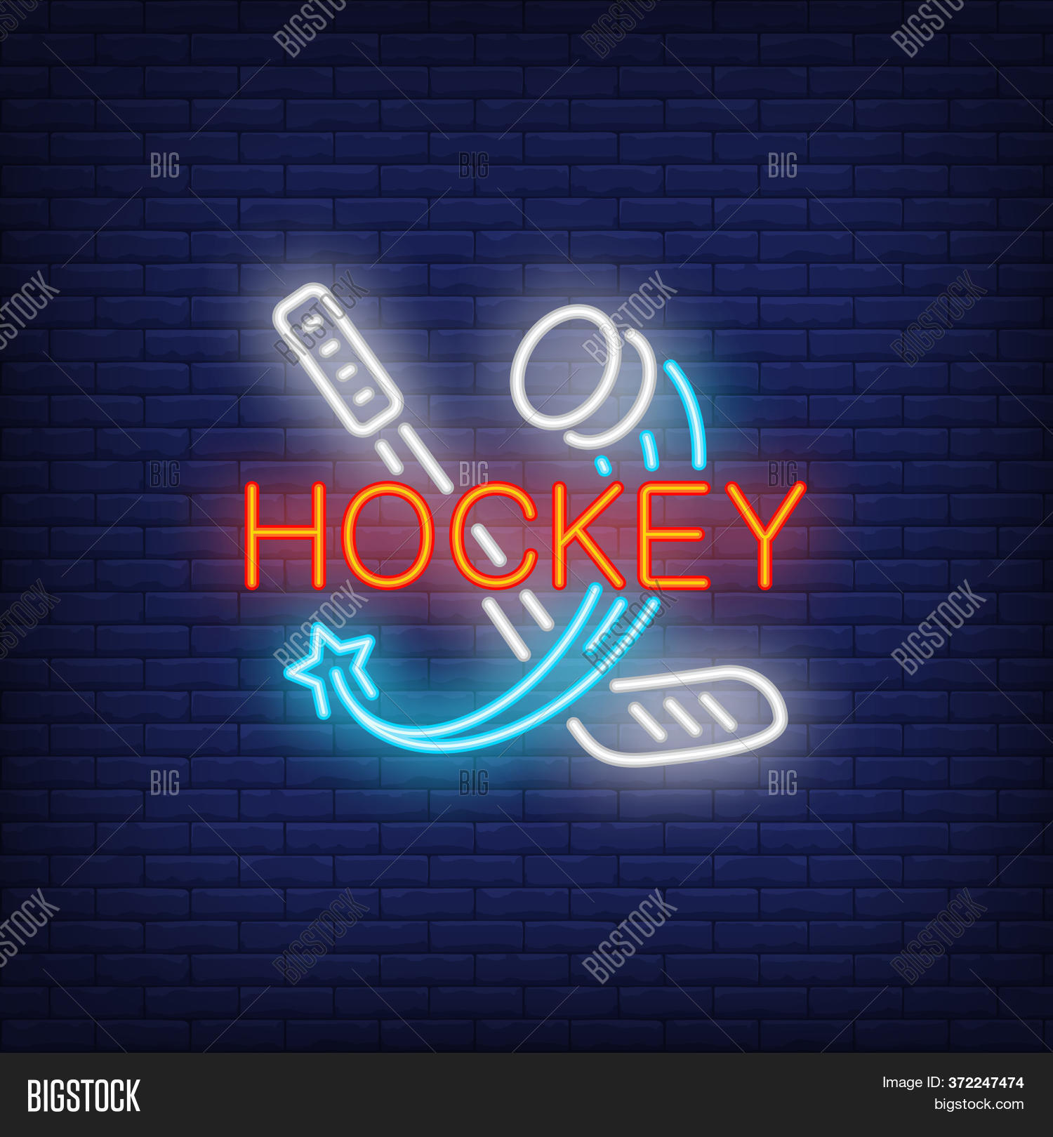 Hockey Neon Text Stick Image & Photo (Free Trial) | Bigstock