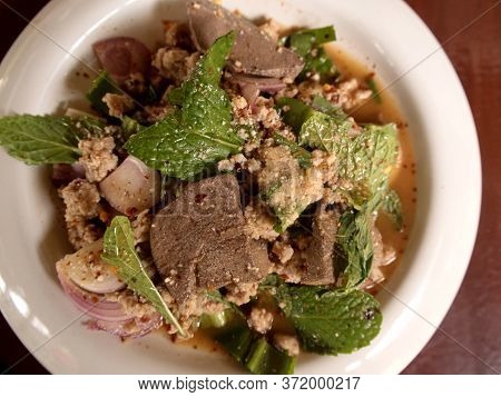 Larb Or Spicy Pork Salad.traditional Thai Foods