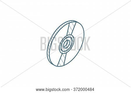 Compact Disk, Cd Isometric Icon. 3d Line Art Technical Drawing. Editable Stroke Vector