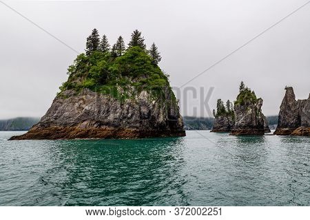 Rock Formations In Aialik Bay In Fjords National Park In Alaska.