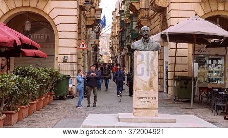 Enrico Mizzi Statue In The City Of Valletta Malta - Valletta, Malta - March 5, 2020