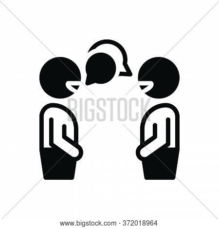 Black Solid Icon For Conversation Chitchat Gossip Discussion Chat Talking
