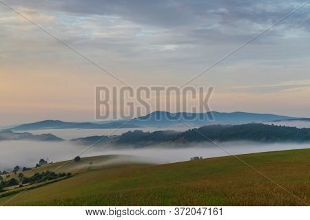 Morning fog under Vihorlat, Slovakia