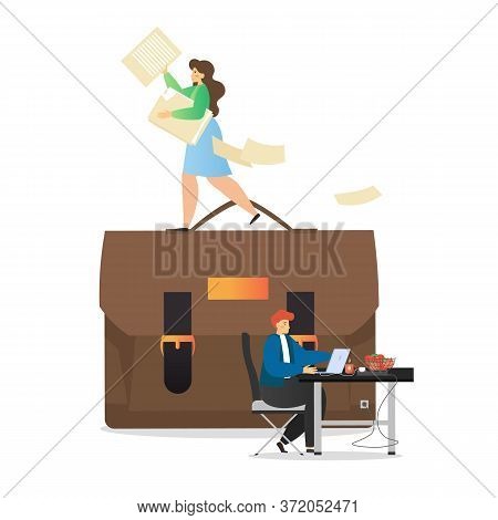 Office People Daily Routine, Vector Flat Illustration