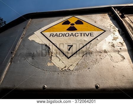 Radiation Transport Label Class 7 Sticker Affixed To The Old Sticker At The Side Transport Truck