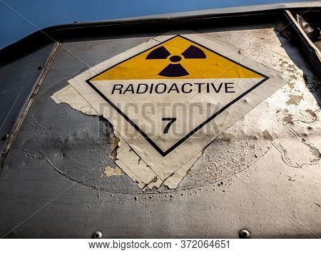 Radiation Transport Label Class 7 Sticker Affixed To The Old Sticker At The Side Transport Truck
