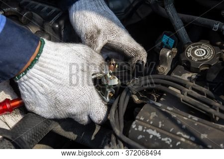 Check Engine Ignition System And Change Ignition Coil. Car Care Service.
Replacing Ignition Coil And