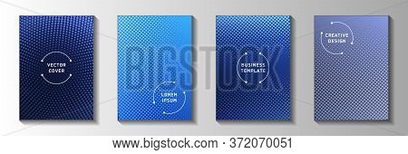 Tech Dot Screen Tone Gradation Cover Page Templates Vector Collection. Business Notebook Faded Scree