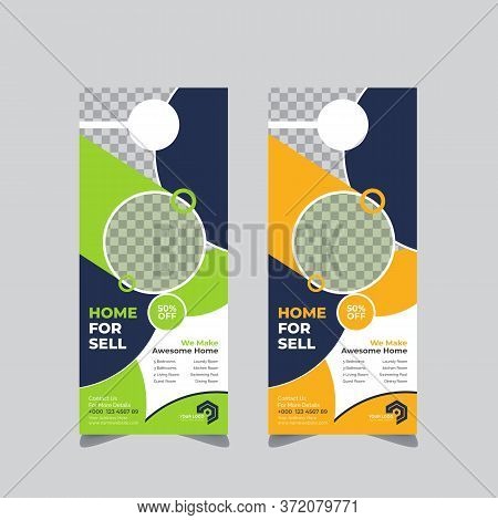 Real Estate Door Hanger Clean And Modern Flyer Design Template, Flyer Concept, Colors Scheme, Templa