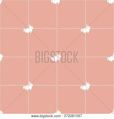Pink Vector Seamless Pattern Of Bunnies, Dots. Surface Pattern Design. Great For Packaging, Fabric, 