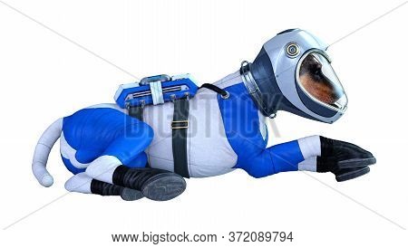 3D Rendering Astronaut Dog On White