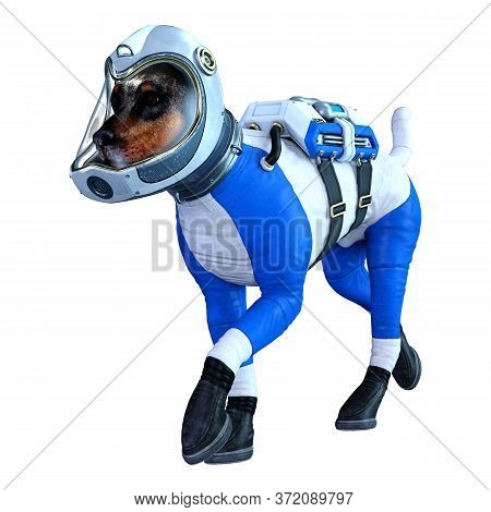 3D Rendering Astronaut Dog On White
