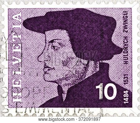 02 10 2020 Divnoe Stavropol Territory Russia The Postage Stamp Switzerland 1969 Portraits Famous Peo