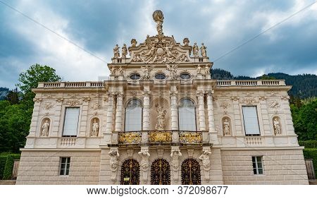 Linderhof Castle Of King Ludwig In Bavaria Germany - Linderhof, Germany - May 27, 2020. High Quality