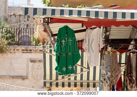 Jerusalem, Israel, June 13, 2020 : Souvenirs In The Shop Of The Seller Of Souvenirs On Muristan Stre