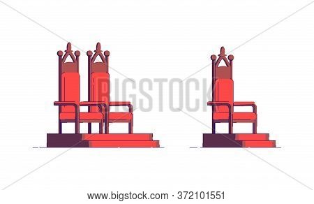 Royal Throneroom Semi Flat Rgb Color Vector Illustration. Elegant Seat For Fantasy Nobility. Luxury 