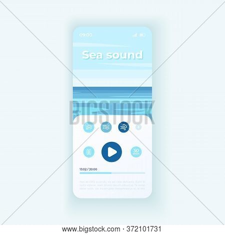 Ocean Sounds App Smartphone Interface Vector Template. Mobile App Page Light Theme Design Layout. Re