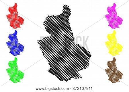 Trongsa District (districts Of Bhutan, Kingdom Of Bhutan) Map Vector Illustration, Scribble Sketch T