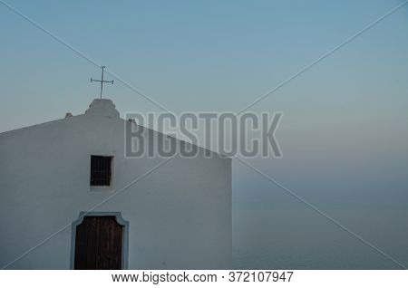 Crop Of Basilica Of San Gavino Facade During Sunset. Porto Torres. Italy