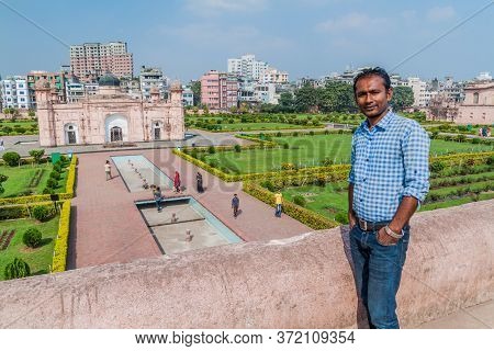 Dhaka, Bangladesh - November 22, 2016: Local Man Visits Lalbagh Fort In Dhaka, Bangladesh