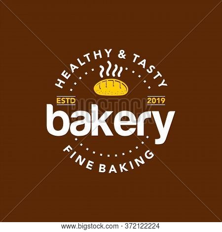 Homemade Bakery Logo Simple Circle Badge Stamp Concept With Fresh Bread Vector For Food Template