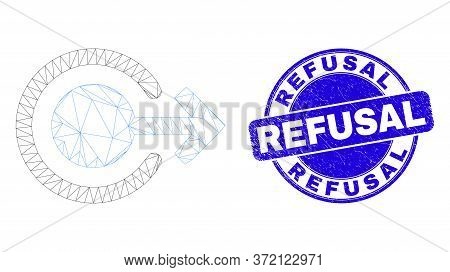 Web Carcass Logout Pictogram And Refusal Seal. Blue Vector Round Grunge Seal With Refusal Title. Abs