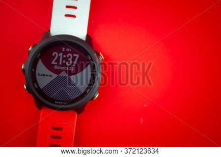 Samut Prakan, Thailand - June 18, 2020 : The Exclusive Watch From Branded Garmin Face For The Toward