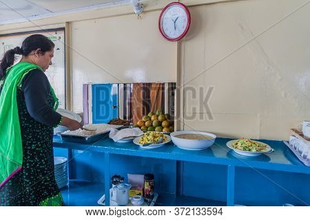 Pasur, Bangladesh - November 13, 2016: Buffet Lunch Aboard M. V. Dinghy Ship Of The Bengal Tours Ltd