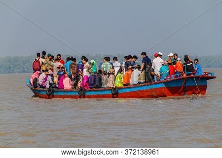 Pasur, Bangladesh - November 14, 2016: Tourists On A Boat In Sundarbans, Bangladesh.