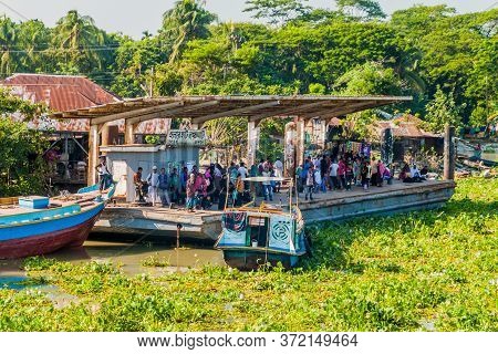 Hularhat, Bangladesh - November 19, 2016: View Of Hularhat Launch Ghat Pier , Bangladesh