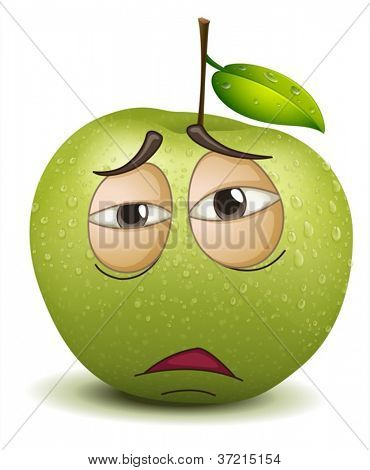 illustration af en trist apple smiley på en hvid baggrund