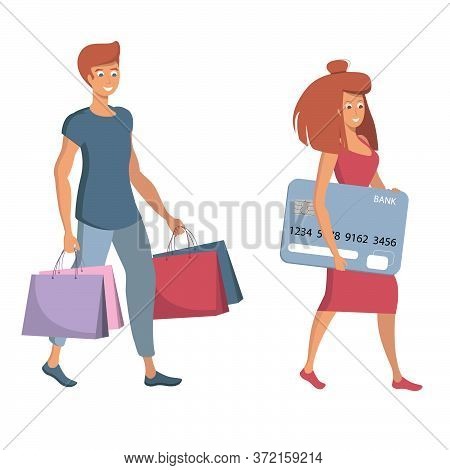 Shopping Bags, Vector Illustration, Online Shopping, Credit Card, Sale