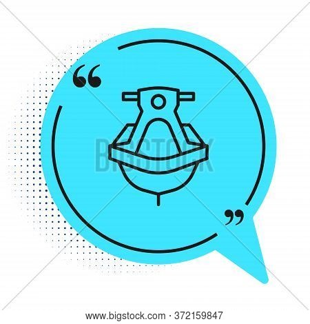 Black Line Jet Ski Icon Isolated On White Background. Water Scooter. Extreme Sport. Blue Speech Bubb