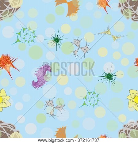 Creatures Of A Mysterious Fantastic Microworld, Seamless Pattern. Background For Textile And Other D