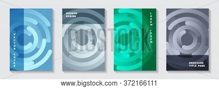 Business Magazine Front Pages Collection. Simple Poster Circle Elements Movement Vector Backdrops. A