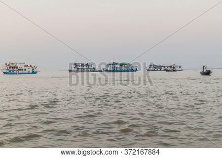 Pasur, Bangladesh - November 13, 2016: Tour Boats On Pasur River, Bangladesh