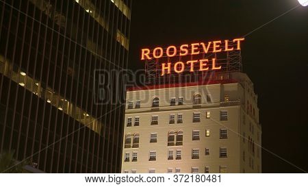 Famous Roosevelt Hotel On Hollywood Boulevard In Los Angeles - Los Angeles, Usa - April 21, 2017