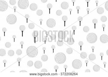Golf Ball And Tee Seamless Pattern On White Background. Vector Illustration.