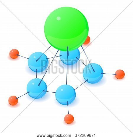 Multicolored Molecule Icon. Isometric Illustration Of Multicolored Molecule Vector Icon For Web