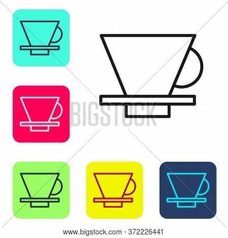 Black Line V60 Coffee Maker Icon Isolated On White Background. Set Icons In Color Square Buttons. Ve