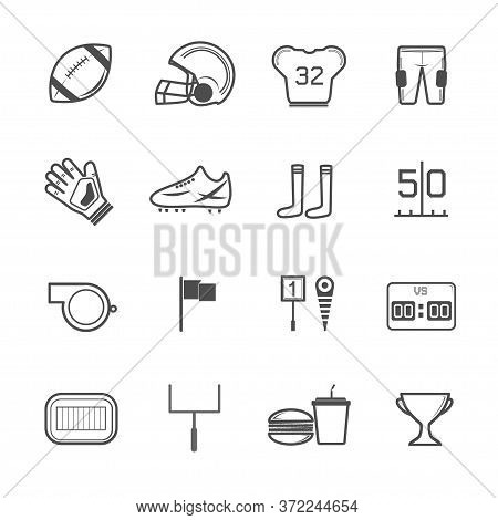 American Football Icons, Sport Sign Design. Vector Illustration