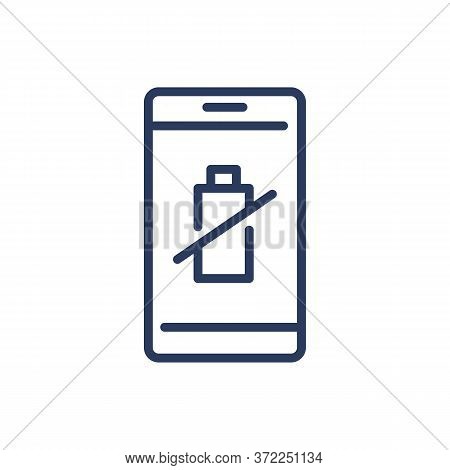 No Battery Thin Line Icon. Smartphone, Power, Charging Problem Isolated Outline Sign. Phone Repair, 