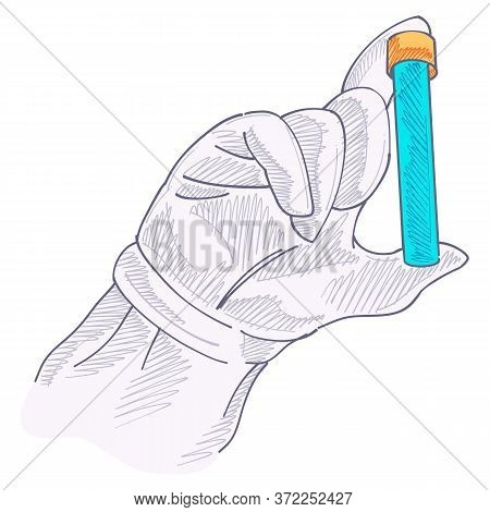Colorful Sketch Drawing Of Researcher Hand Holding Test Tube