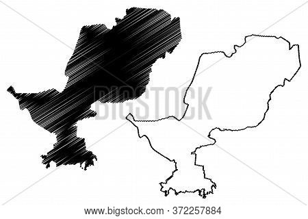 Podgorica Municipality (montenegro, Municipalities Of Montenegro) Map Vector Illustration, Scribble 