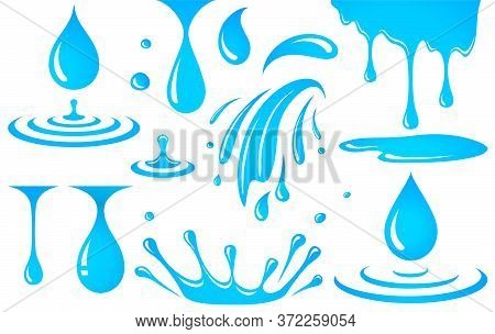Set Of Water Elements, Drop And Splash