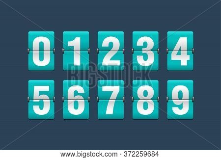 Flip Countdown Clock - Vector Digits - Turquoise Counter Timer, Time Remaining Count Down Scoreboard