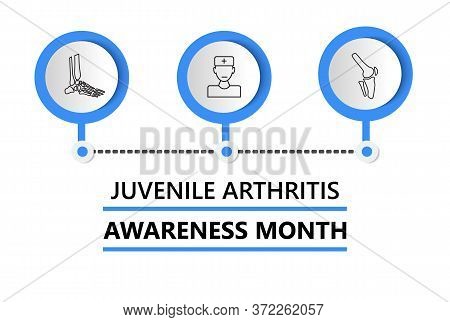 Juvenile Arthritis Awareness Month Is Celebrated In July. Doctor, Knee Joint, Foot Icon Of Info-grap