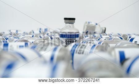 Covid-19 Corona Virus 2019-ncov Vaccine Injection Vials Medicine Drug Bottles. Vaccination, Immuniza