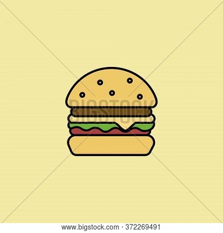 Burger, Fast Food Vector Illustrationon The Back.