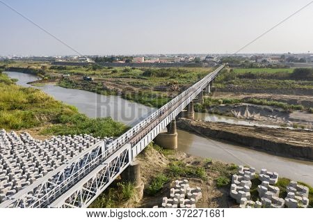 Yunlin, Taiwan - December 11th, 2019: Huwei Steel Bridge at Yunlin, Taiwan